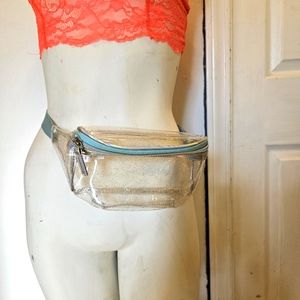 City Streets Clear Sparkly and Blue Adjustable Strap Fanny Pack